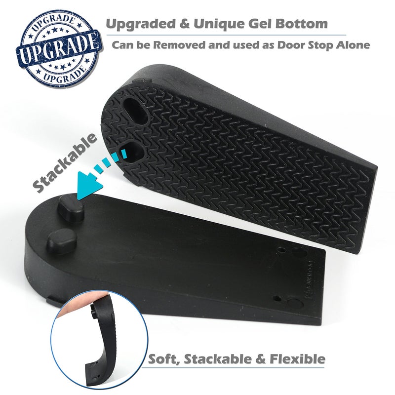 Newkiton 16Pcs Black Door Stoppers 2-in-1 Soft Rubber & Hard Plastic Design - Non-Scratch Finger Protector, Flexible Floor Gap Wedge for Home/Office, Modern Durable Door Stop Set. - Image 5